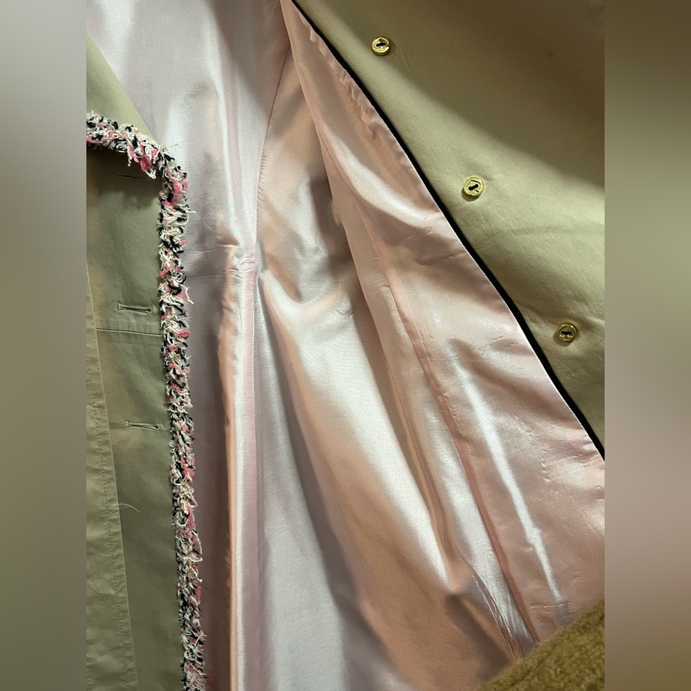 Kate Spade Trench Coat with Pink, Black, and White Fringe - Picture 6 of 13
